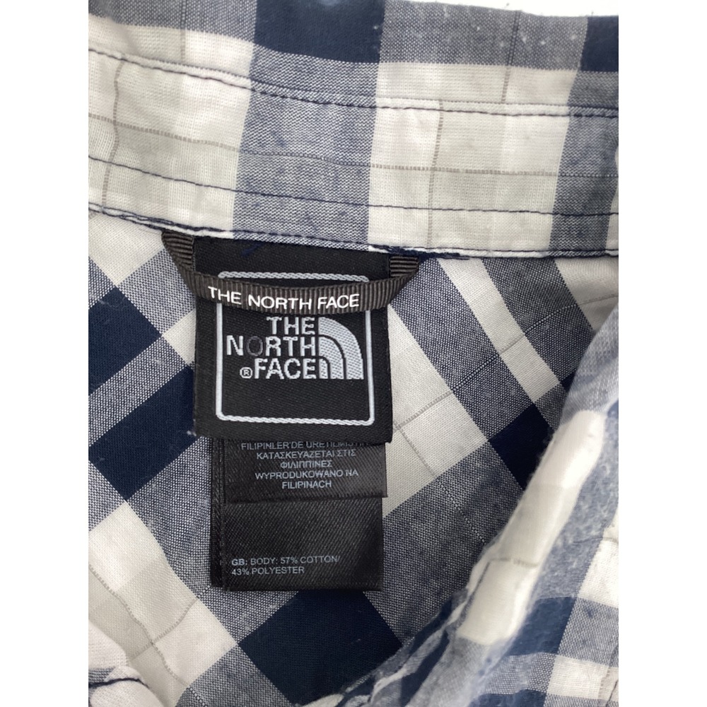 The North Face Womens XS Plaid Button Down Shirt Navy Blue White Long Sleeve - Picture 4 of 11